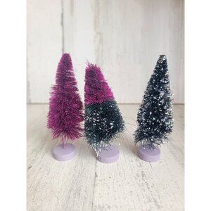 Halloween mini purple bristle tree glitter set home decor